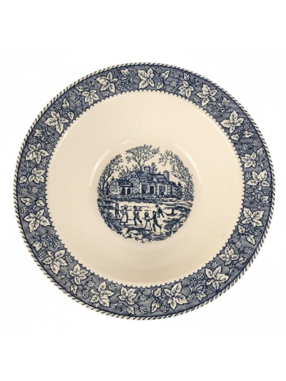 Vintage Homer Laughlin Shakespeare Country Vegetable Bowl Blue White Transferwar